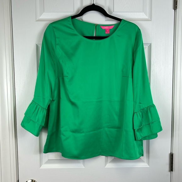 NWT Lilly Pulitzer juniper green Christie top sz lg - Picture 4 of 9